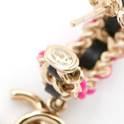 Chanel Earrings Earring Gold Black Pink Coco Mark Hoop