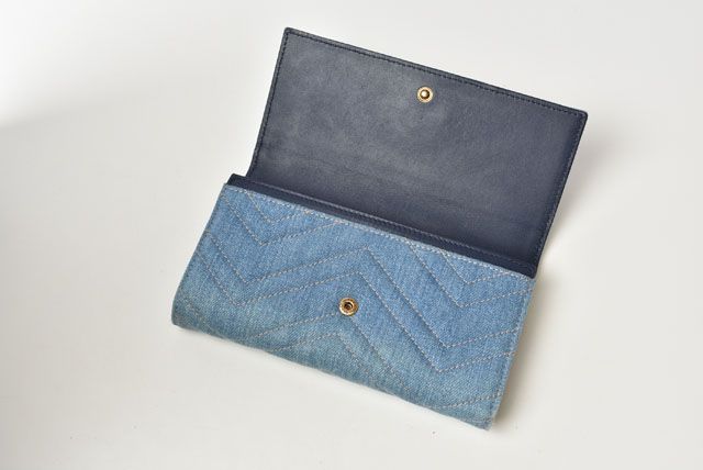 Gucci Wallet Gucci Long Continental Wallet GG Marmont GG Marmont Denim Chevron