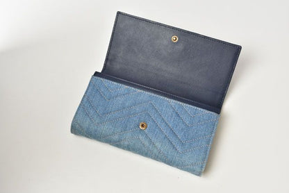 Gucci Wallet Gucci Long Continental Wallet GG Marmont GG Marmont Denim Chevron