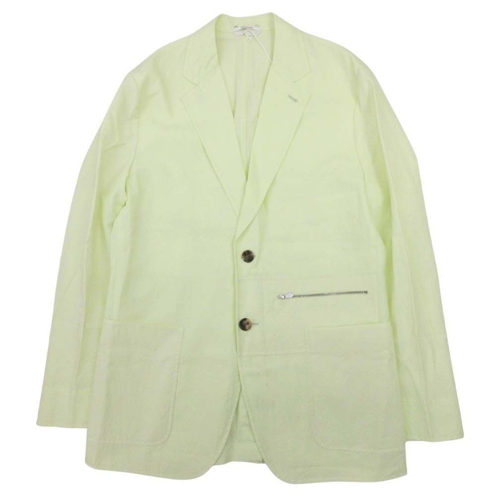Hermes Rayon Tailored Jacket Single 2 Button Leather 50 Neon Yellow
