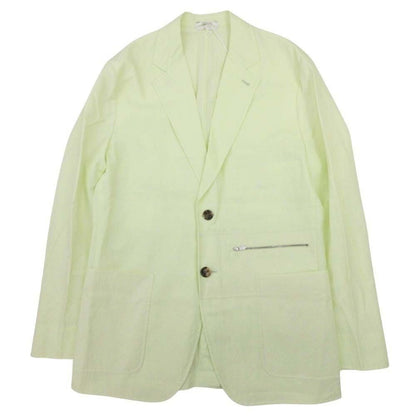 Hermes Rayon Tailored Jacket Single 2 Button Leather 50 Neon Yellow