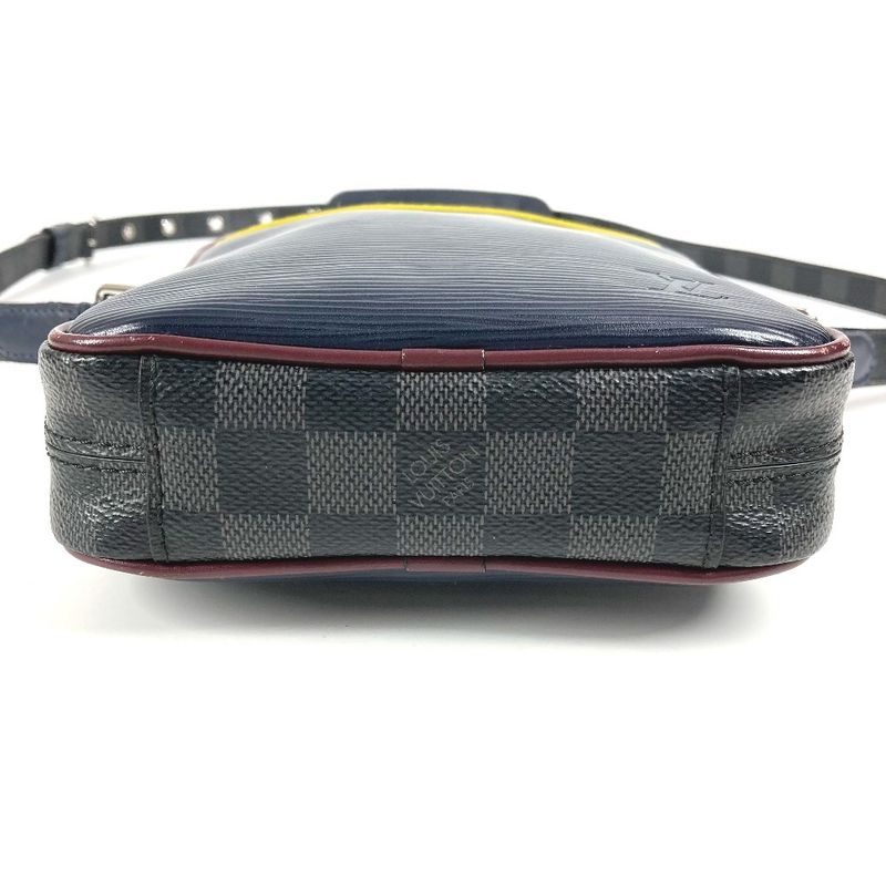 Louis Vuitton Shoulder Bag Danube Slim M55100 Damier Graphite Canvas Navy