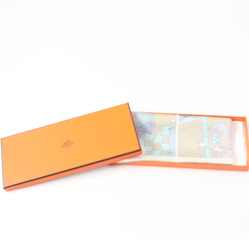 Hermes 25SS Gavroche Lady Gault Silk Veil Amand White Beige Scarf With Box Made