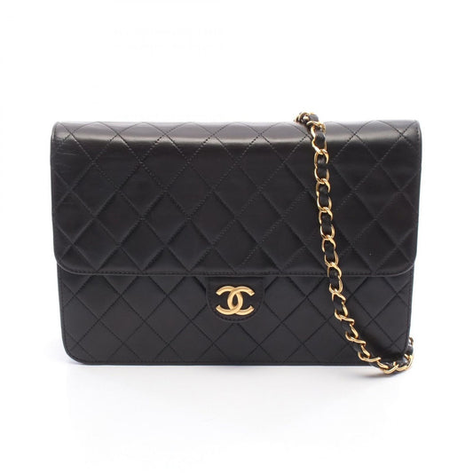 Chanel Shoulder Bag Quilted Black Lambskin Push