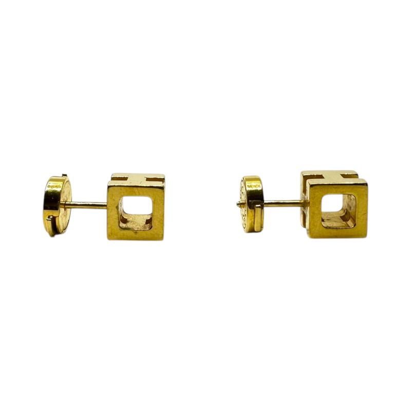 Hermes H Cube Caged Ash Earrings H Cube Caged Ash Earrings Binaural Gold with