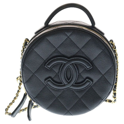 Chanel Small Vanity Case Chain Mini Shoulder Bag Black Caviar Leather