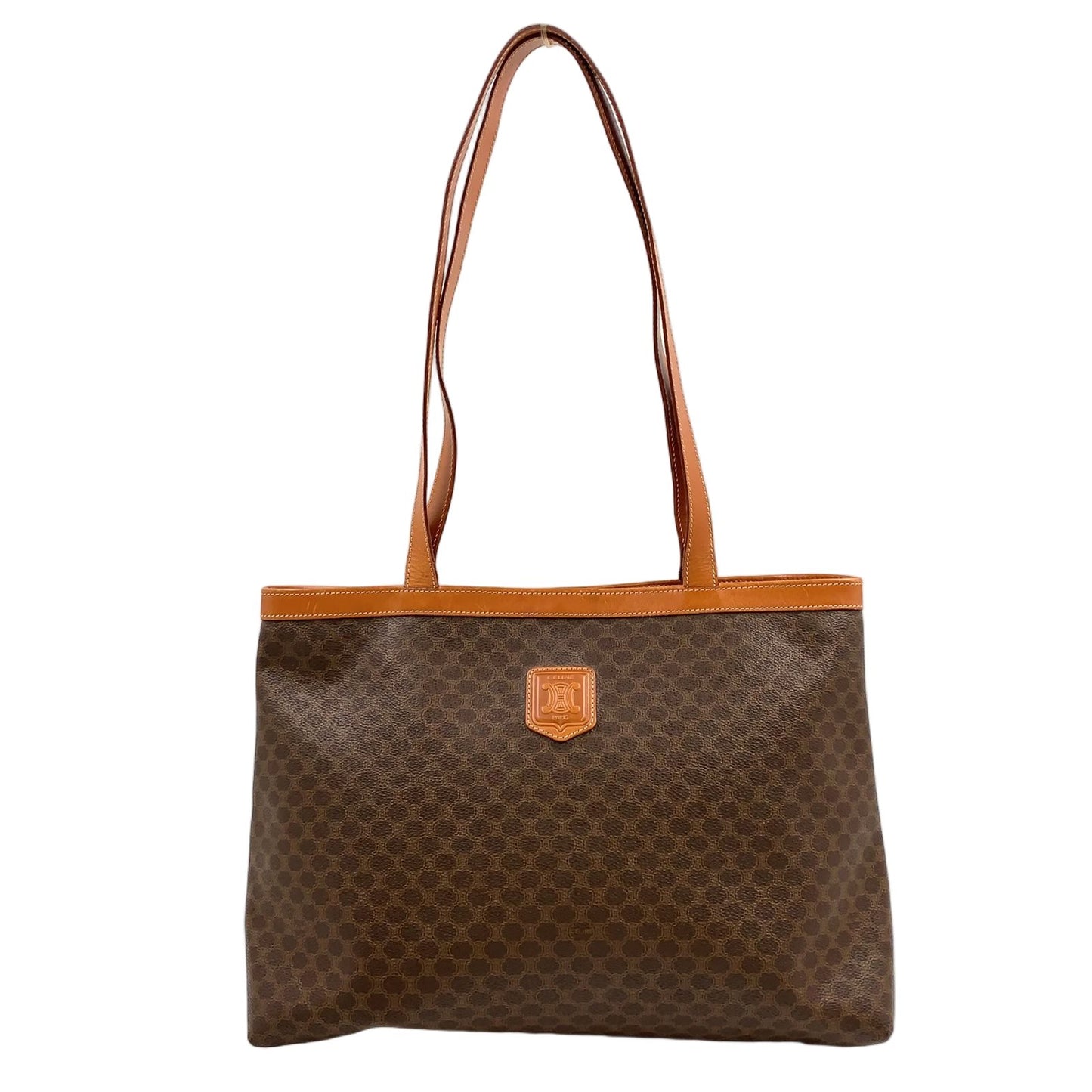 Celine Macadam Pattern Leather Brown Light Tote Gold