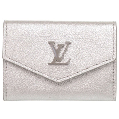 Louis Vuitton Portefeuille Lock Mini Leather Silver Trifold Wallet LV