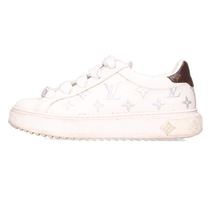 Louis Vuitton Time Outline Monogram Leather Sneakers with Logo Patch