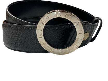1465 Bulgari Logomania 110/44 Black Silver Hardware Lq-g18-38195 Men's Belt