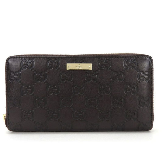 Gucci Long Wallet 307980 GG Leather Brown Dark Brown Gold Hardware Guccissima