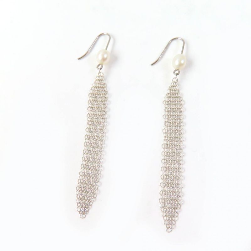 Tiffany & Co Ag925 Current Ag925 Mesh Tassel Earrings With Pearl (for Both