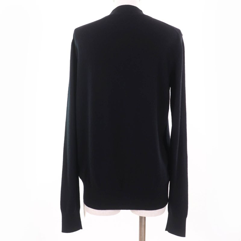 Hermes 24SS 4e2671d5 Wool Cashmere Embroidered Design Long Sleeve Knit Black 38