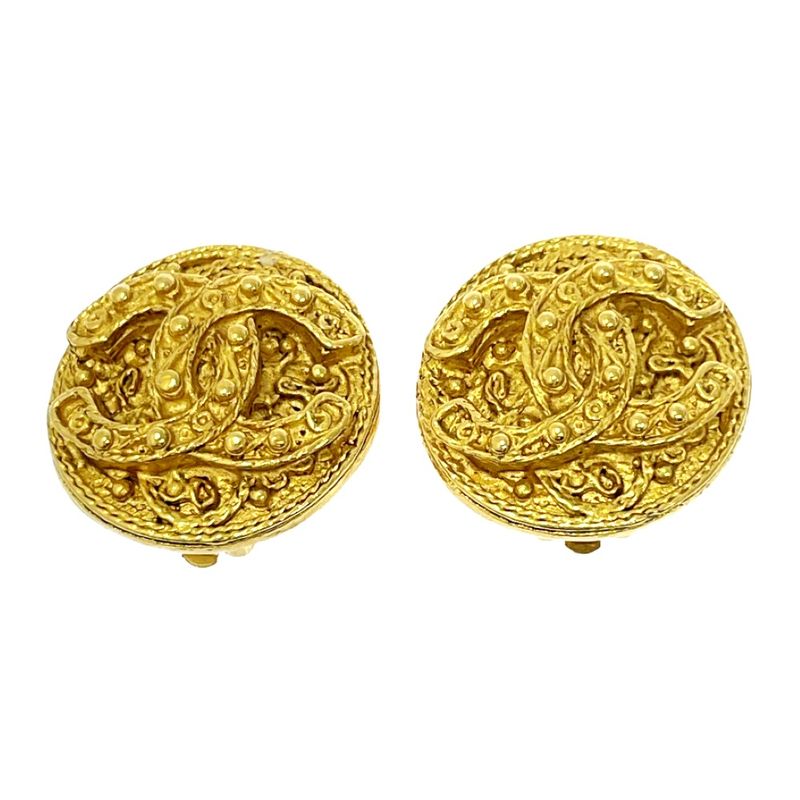 Chanel GP Coco Mark Round Earrings Gold 306153 Earrings