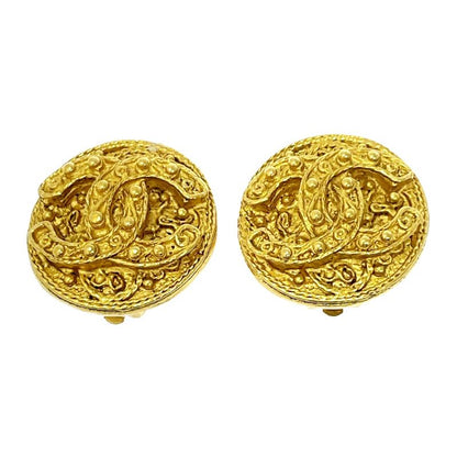 Chanel GP Coco Mark Round Earrings Gold 306153 Earrings
