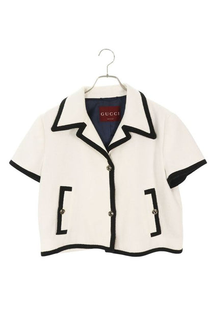 Gucci 24AW 784829 Zaqso Cotton Tweed Short Sleeve Jacket Women 44