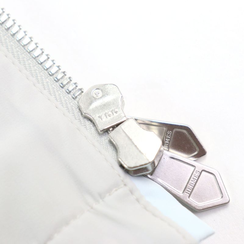 Hermes 24SS Bicolor Hooded Double Zip Nylon Jacket Blouson Light Gray Light