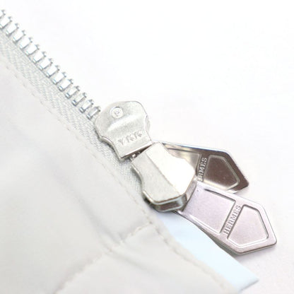 Hermes 24SS Bicolor Hooded Double Zip Nylon Jacket Blouson Light Gray Light