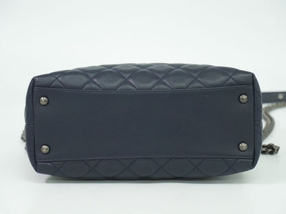 Authentic Chanel Coco Mark Matelasse 2WAY Shoulder Bag Handbag Pochette Leather