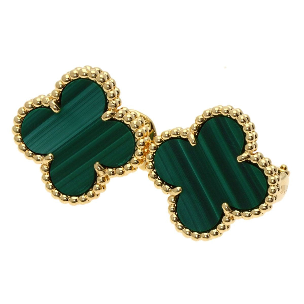 Van Cleef & Arpels Vintage Alhambra Malachite Earrings 18K