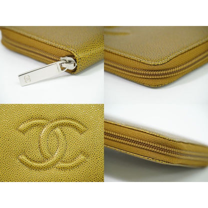 Chanel Coco Mark Round Zipper Long Wallet Caviar Leather — view 6
