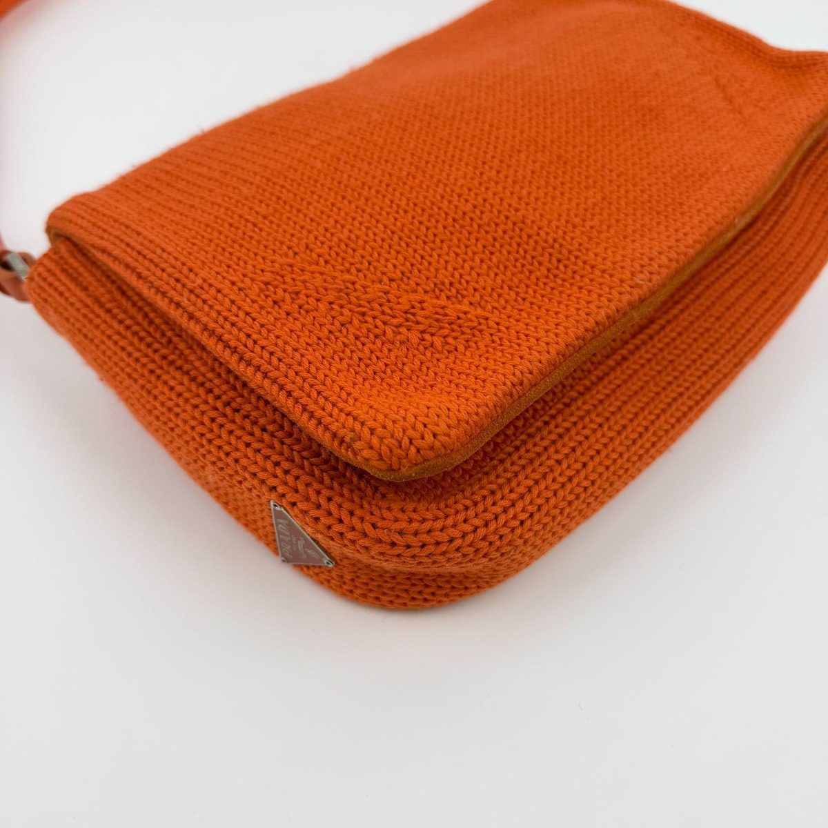 Prada Shoulder Bag Orange Knit Vintage — view 10
