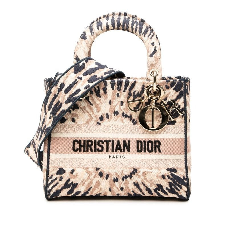 Dior Lady Tie Dye Embroidery 2-Way Shoulder Bag Pink Navy