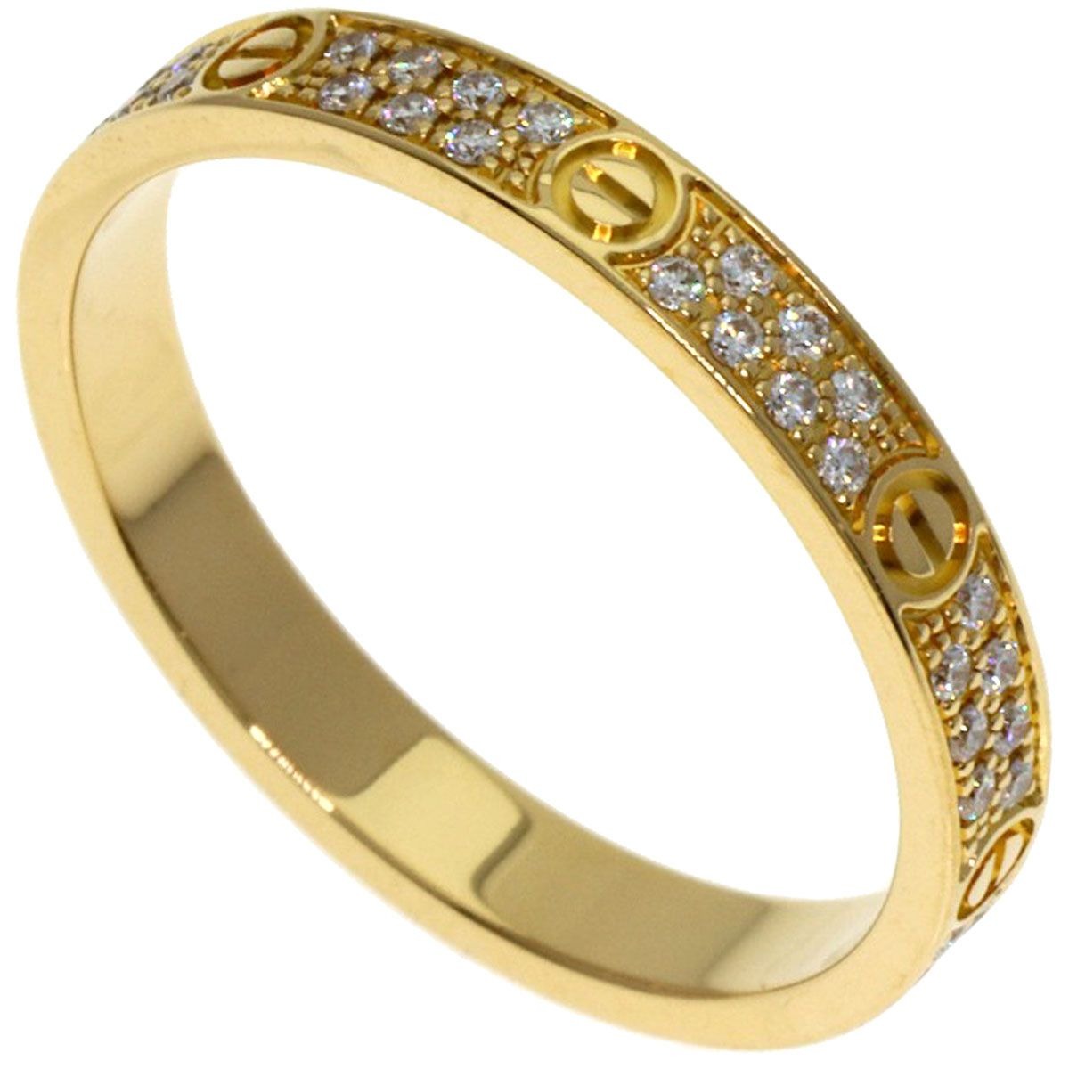 Cartier Mini Love Ring Pave Diamond 49 18K Yellow Gold