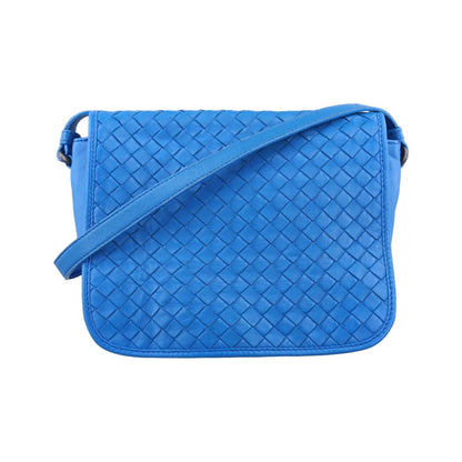 Bottega Veneta Intrecciato Blue Lambskin Messenger Bag