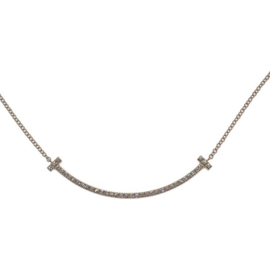 Tiffany & Co Smile Pendant Necklace 18K Gold Pink