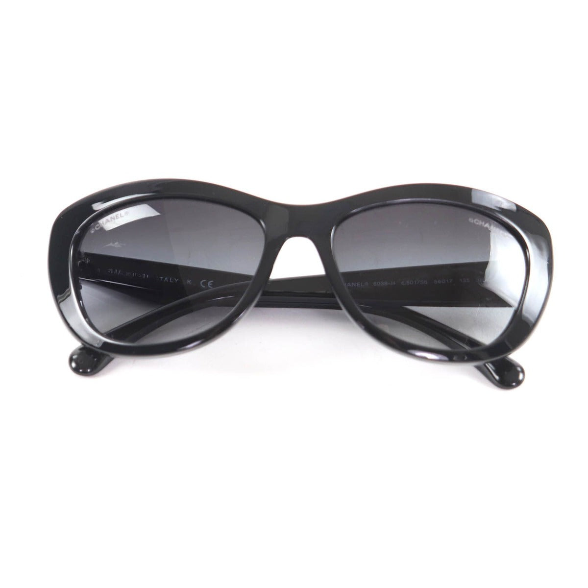 Chanel Logo Faux Pearl Sunglasses Eyewear Black