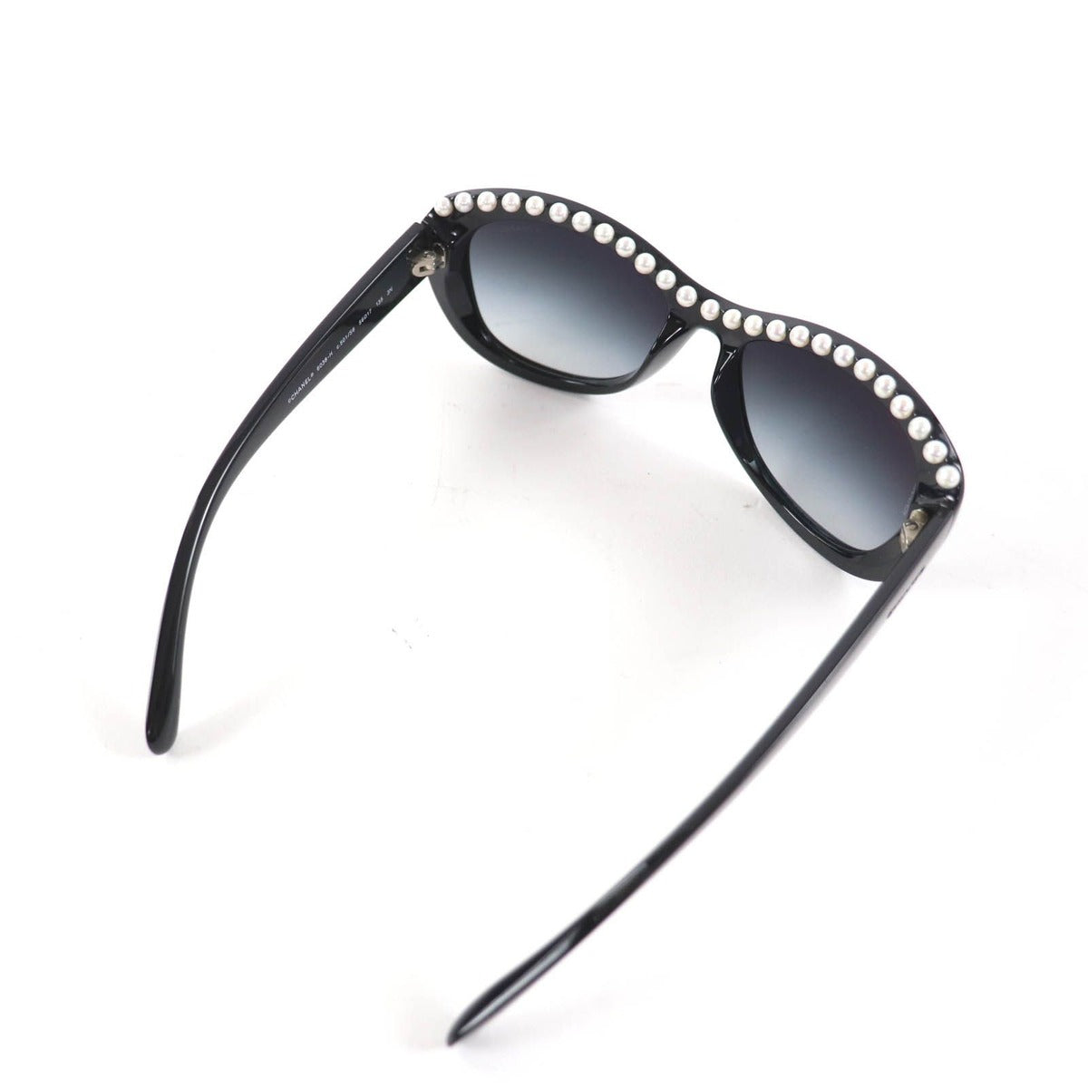Chanel Logo Faux Pearl Sunglasses Eyewear Black — view 3