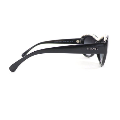 Chanel Logo Faux Pearl Sunglasses Eyewear Black — view 4