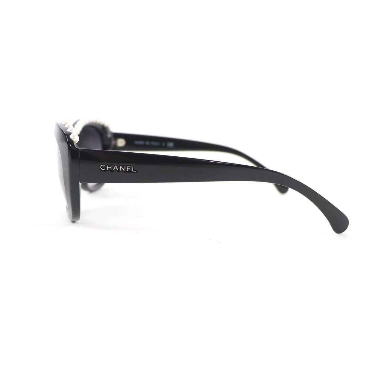 Chanel Logo Faux Pearl Sunglasses Eyewear Black — view 5