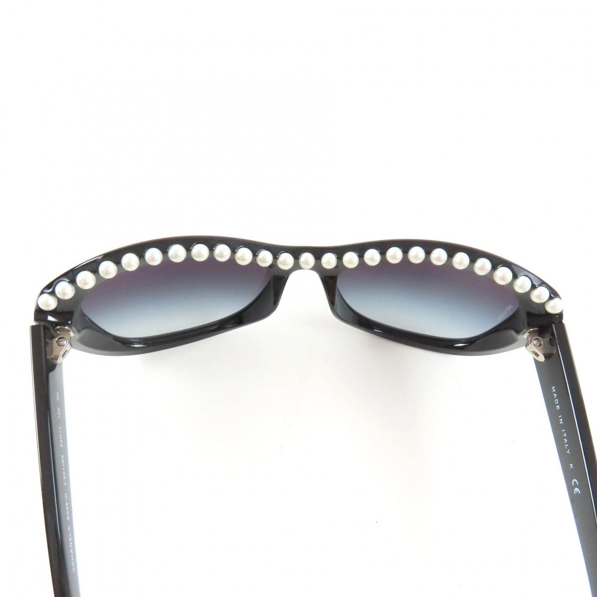 Chanel Logo Faux Pearl Sunglasses Eyewear Black — view 8