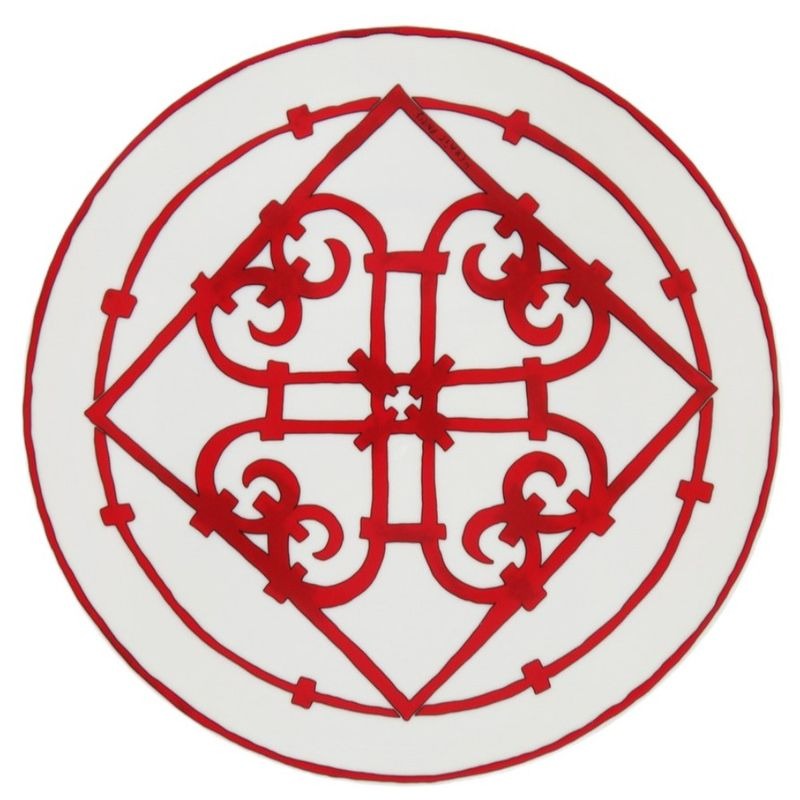 Hermes Plate Gadarkivir American Dinner Tableware Ceramic Red 0813