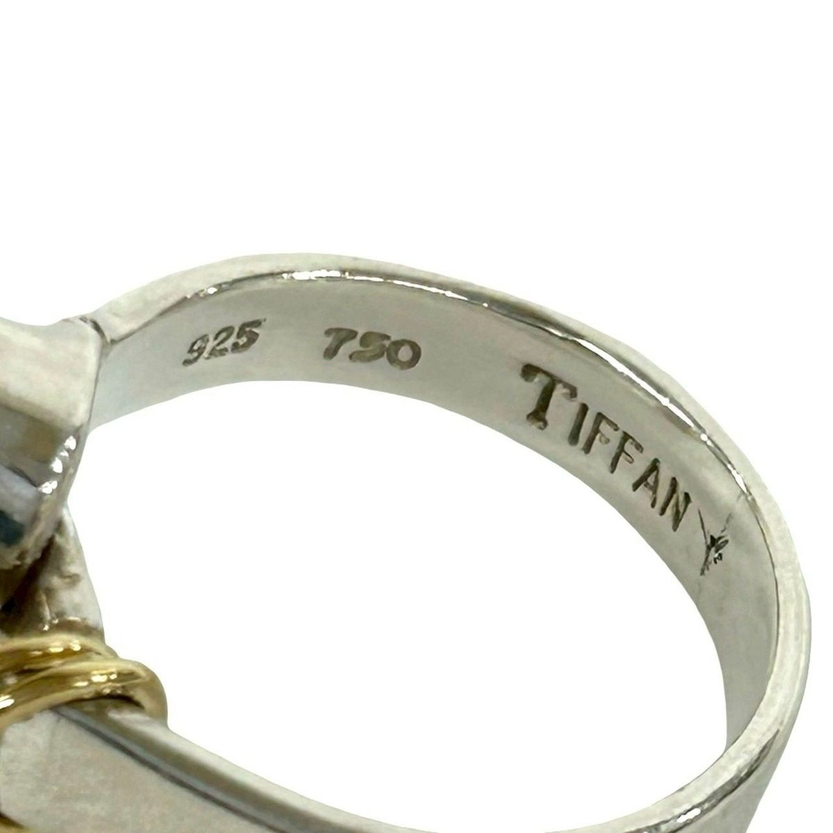 Tiffany & Co Love Knot Ring Hook Eye 18k Yellow Gold Silver — view 4