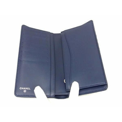 Chanel Coco Mark V-stitch Patent Leather Foldable Long Wallet Dark — view 3