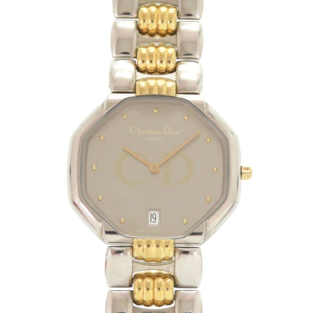 Dior Octagon 45.204 SS Silver Gold Quartz Watch