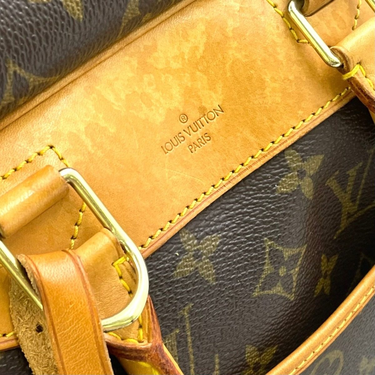 Louis Vuitton Deauville Bowling Vanity Monogram Leather Brown Light Handbag Gold — view 7