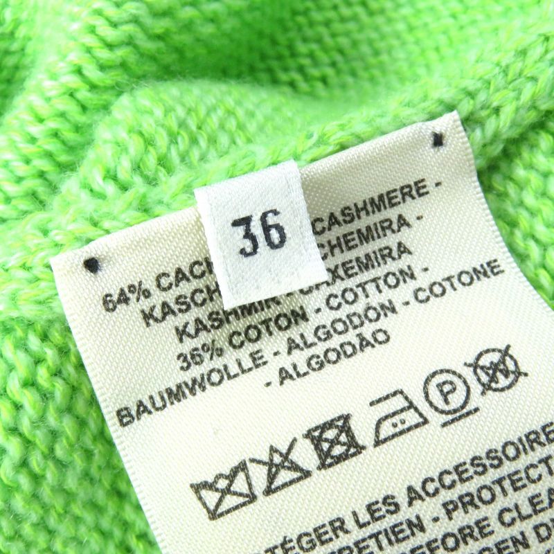 Hermes 23SS Cashmere Cotton Long Sleeve Cropped Knit With Logo Hardware Green