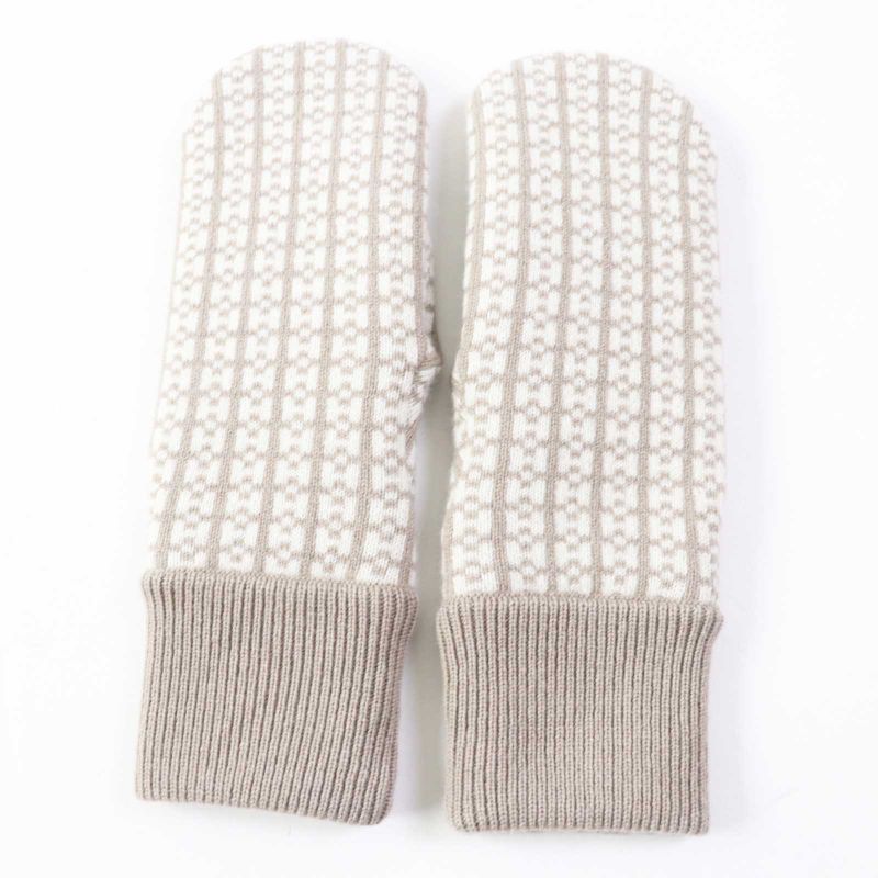 Hermes Hope 100% Cashmere Jacquard H Motif Knit Mittens/gloves Glazed Ivory S