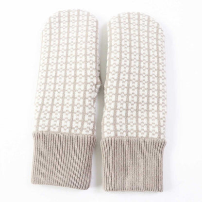 Hermes Hope 100% Cashmere Jacquard H Motif Knit Mittens/gloves Glazed Ivory S