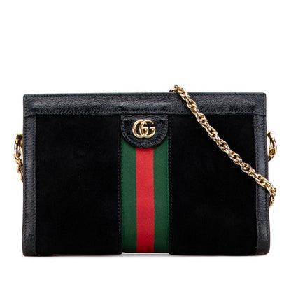 Gucci GG Velvet Ophidia Medium Chain Shoulder Bag 503877 Black Leather Suede