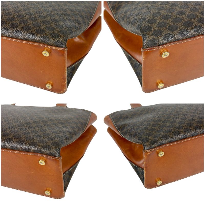 Celine Mini Tote Handbag Macadam Pattern Pvcleather Brown