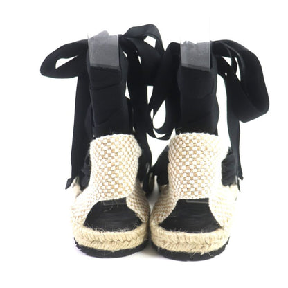 LOEWE 731911 Espadrilles Lace-up Shoes Canvas Black Beige 42 With Box/storage