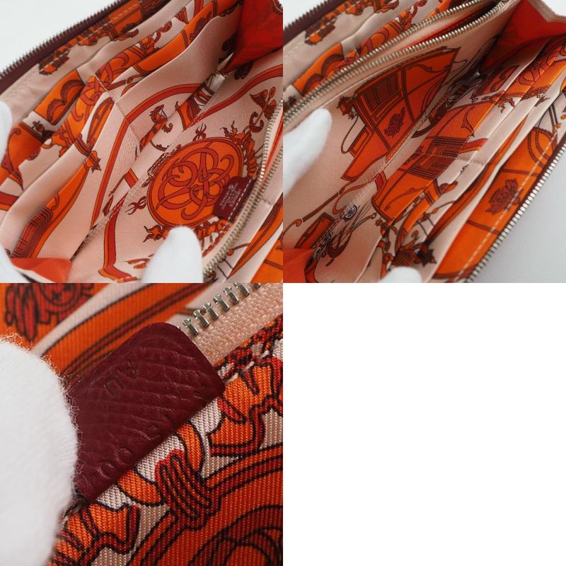 Hermes Azap Silk-in Vaux-epson And Silk Rouge Red X Unisex Long Wallet