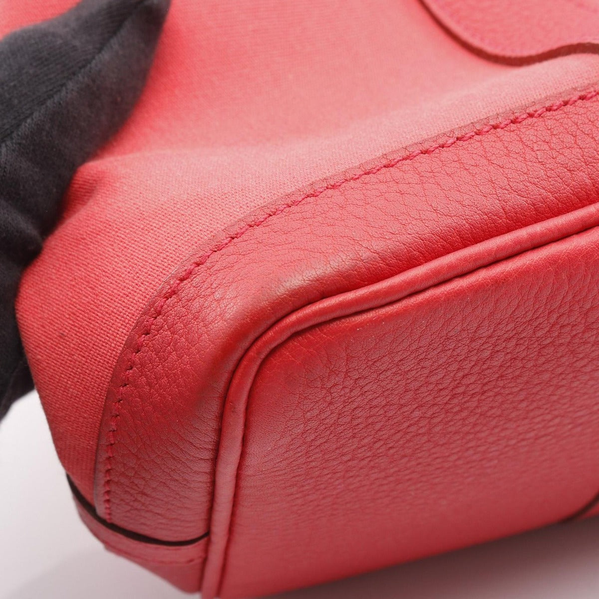 Hermes Tote Garden Party TPM Red Canvas Leather Bougainvillea Pink — view 7