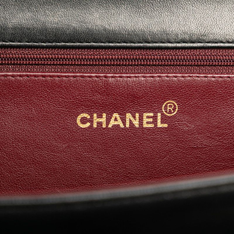 Chanel Matelasse Coco Mark Full Flap Push Lock Chain Shoulder Bag Black