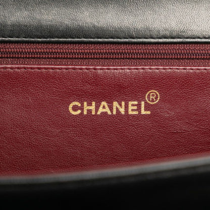 Chanel Matelasse Coco Mark Full Flap Push Lock Chain Shoulder Bag Black